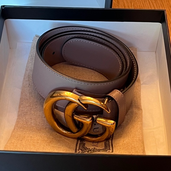GUCCI Marmont GG Wide Leather Belt 36/90 Color: Dusty pink - Picture 11 of 13